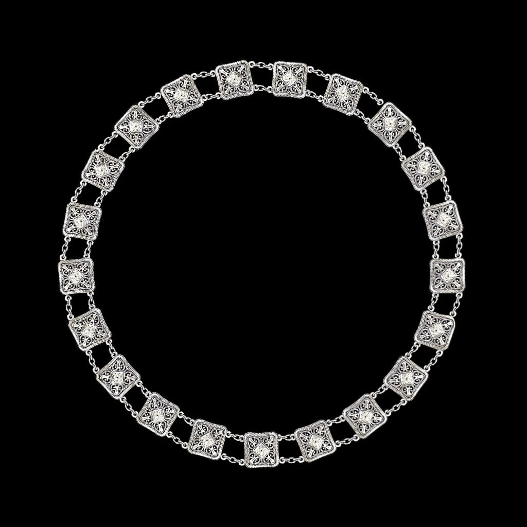 Total upper view of a chain of office with square connectors