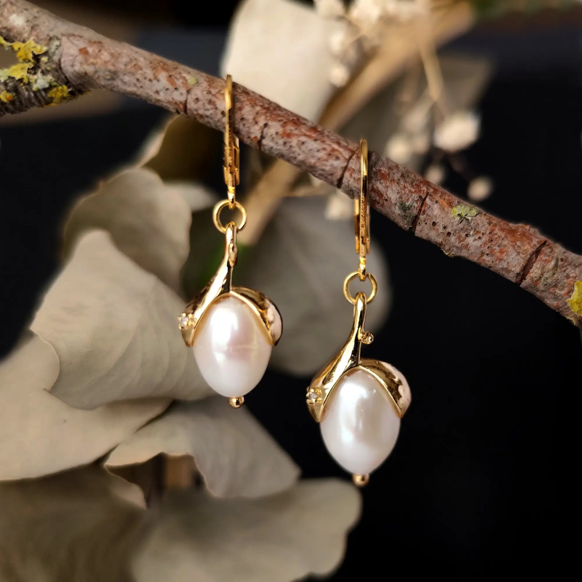 Pendientes Art Nouveau con perlas de gota Julie