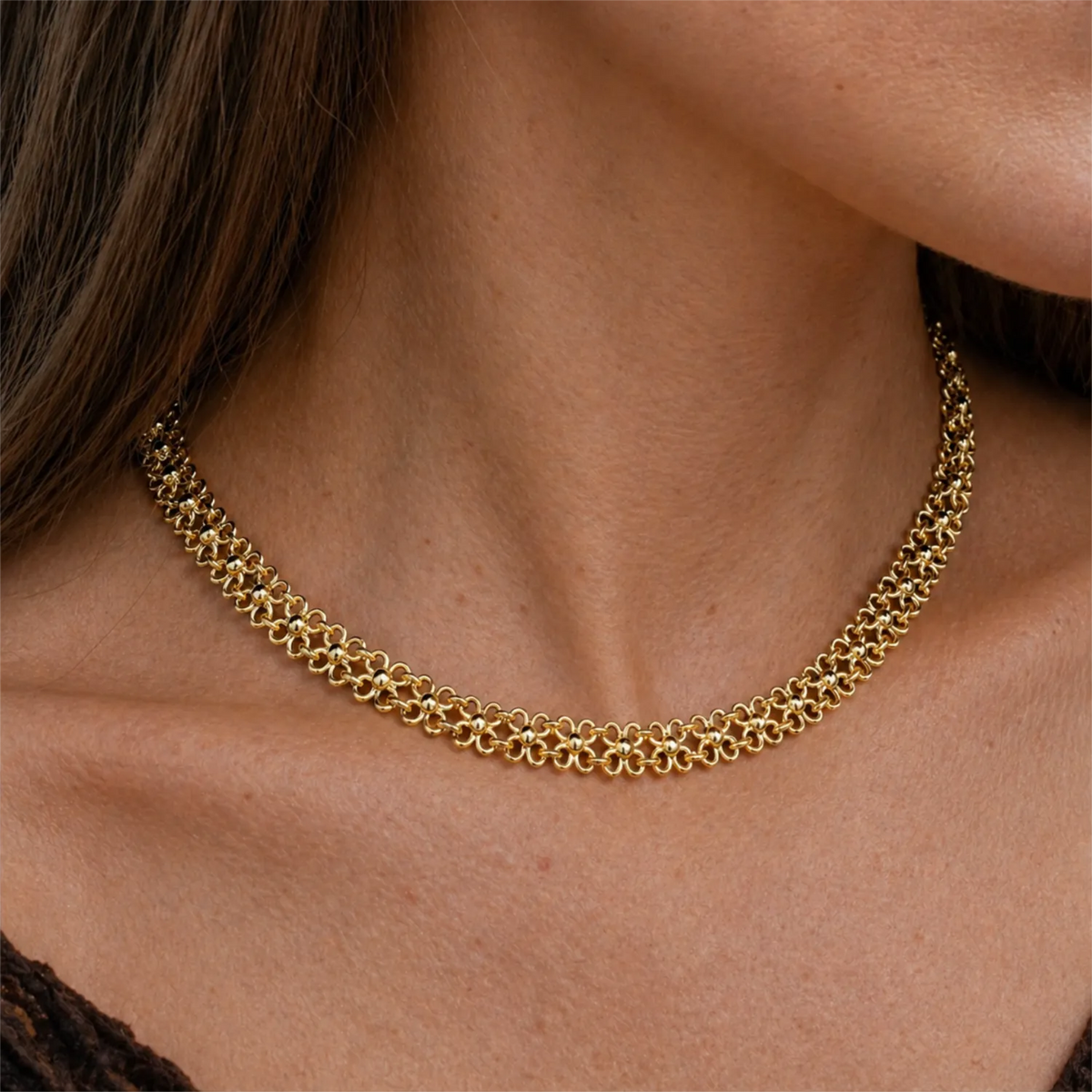 Collier ras du cou renaissance doré « Costanza »