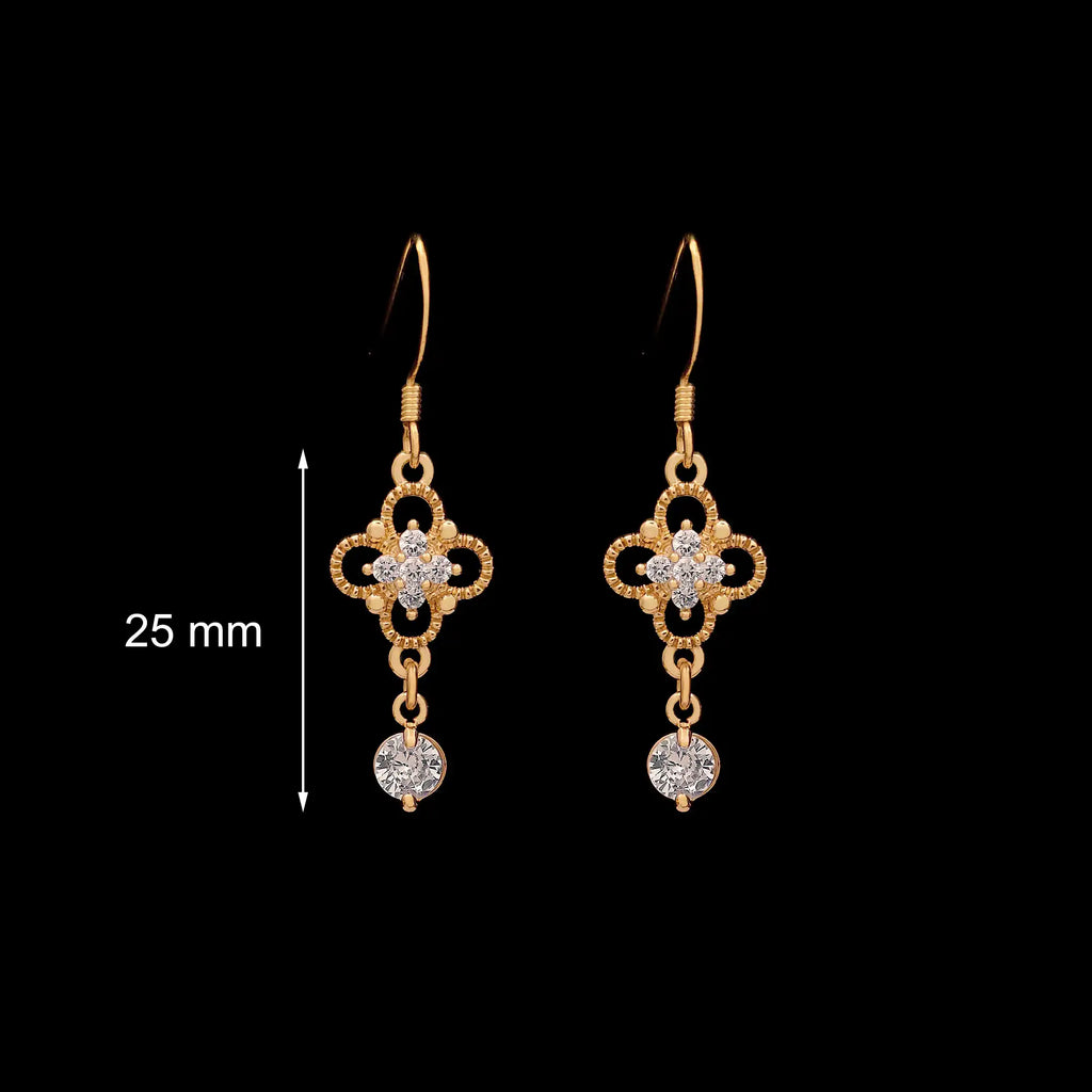 Size reference of Bérénice Regency crystal drop earrings showing 25 mm drop with french hooks