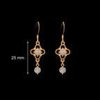 Size reference of Bérénice Regency crystal drop earrings showing 25 mm drop with french hooks