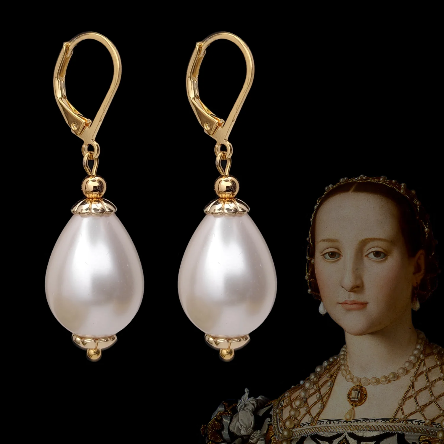 Eleonora of Toledo Earrings Portrait with leverback closures next original portrait