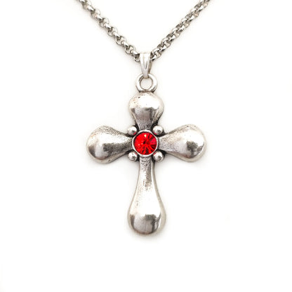 Round Cross Necklace Silver