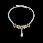 Tudor Three Quatrefoil Pearl Necklace