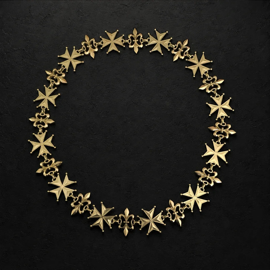 Total upper view Maltesse Cross and Double Fleur de Lis Chain of Office