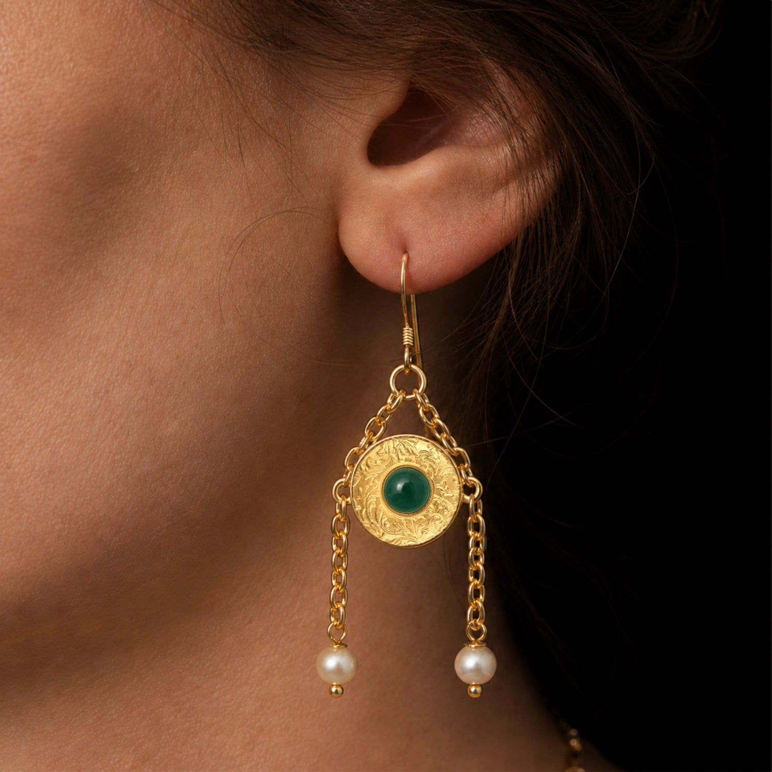 Roman Agate Earrings, Minerva